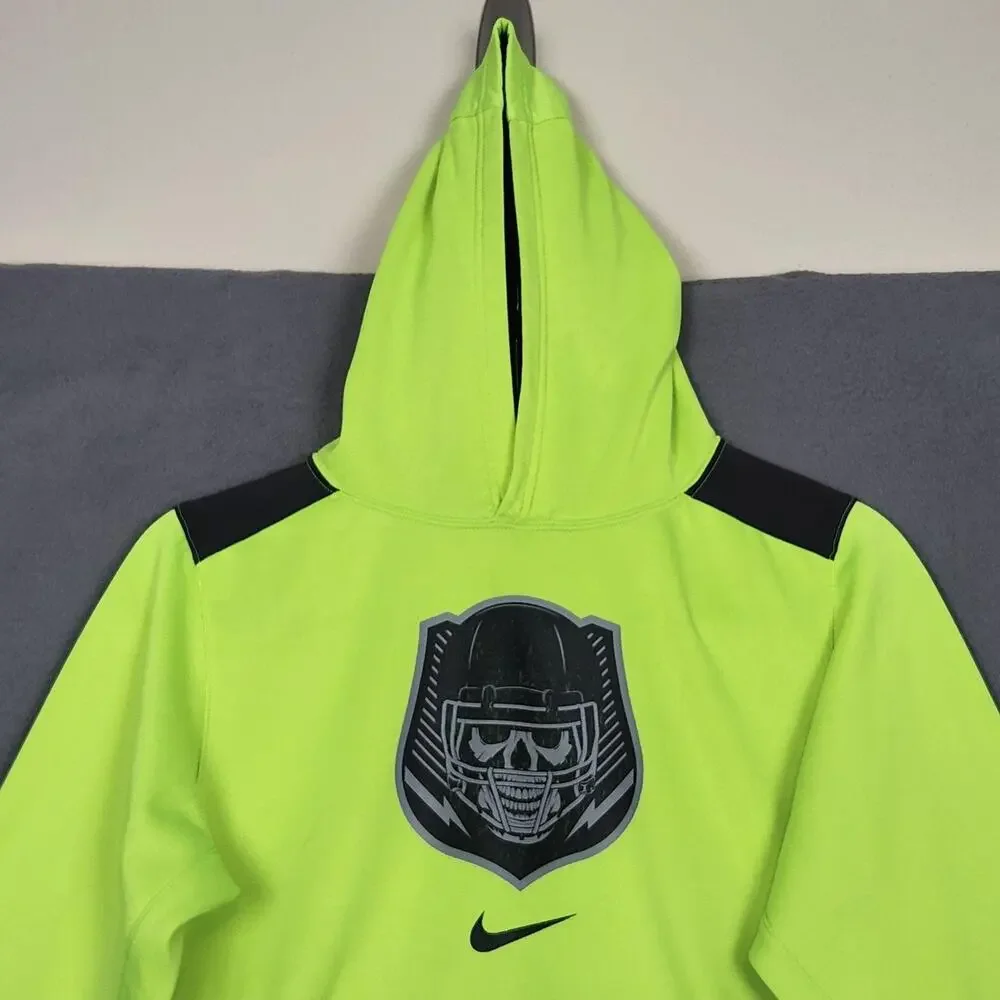 Nike Dri-FIT Hoodie Boys Large Green Skull Football Fleece Pullover 844210-702